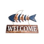 Welcome Sign With Bony Fish 28 X 40CM