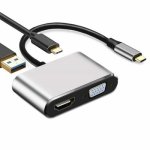 USB C To HDMI Vga 4K Adapter 4-IN-1 Type C Adapter Hub To HDMI Vga USB 3.0 Digital Av Multiport Adapter With Usb-c Pd