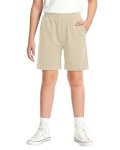 Roventis Kids Casual Shorts Elastic Waist Comfortable Pants With Back Patch Pockets For School Athletic Wear 7-8 Years Gray Apri