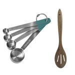 Jamie Oliver - Measuring Spoons Set 4 Piece & Acacia Slotted Wooden Spoon