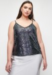 Sequin V-neck Cami Plus - Black