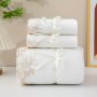 3pcs Lace Embroidery Towel Set Microfiber Towel 2 Soft Hand Towel 1 Bath Towel Absorbent Towels For Bathroom Bathroom Supplies