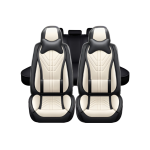5 Universal Full Set Pu Leather Car Seat Covers With Memory Foam Headrests YB-402 Black And White