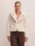 Piper Short Faux Fur Jacket - 16 Cream