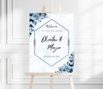 Blue Black Creative Wedding Welcome Sign