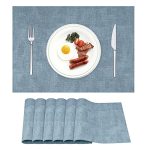 Yrygya Leather Heat Resistant Placemats Set Of 6 Waterproof Wipeable Washable Pu Table Mats Easy To Clean Anti-slip Place Mats B