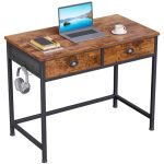 Furologee Computer Desk With 2 Fabric Drawers 36 Inch Small Home Office Writing Desk Vanity Desk With Hooks Simple Study Desk Fo