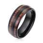 Men's Double Wood Inlay Brushed Black Tungsten Ring WR-215 - 12
