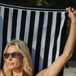 Velour Stripe Beach Towel Monochrome Coast