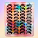 20 Pairs Handmade Fluffy Wispy Cat Eye Faux Mink Lashes - Natural Look Volume Long Thick Fake Eyelashes Pack