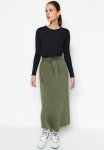 Modest Drawstring Skirt - Khaki