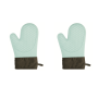 2 Pack Silicone Heat Resistant Oven Mitts - Green