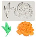 Qdmolds Peony Flower And Leaves Silicone Fondant Mold For Cake Decoration Chocolate Cupcake Topper Candy Sugar Craft Polymer Cla
