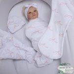 Wrap Set Swaddle Set White With Name In Pink