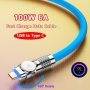 120W 6A Usb-c Fast Charging Cable USB A To USB C Cable For Playing Game Liquid Silicone For Samsung Galaxy S23 S22 Xiaomi 14PRO