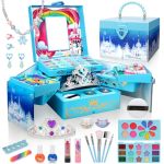 Kids Makeup Kit For Girl Frozen Toys For Makeup Sets Princess Toys Real Washable Cosmetic Set With Mirror Play Make Up Birthday