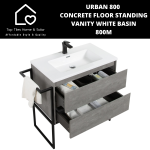 Urban 800 Concrete Floor Standing Vanity White Basin - 800M
