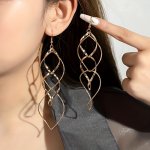 Golden Silvery Hollow Twisted Dangle Earrings Bohemian Elegant Style Iron Jewelry Creative Female Gift