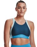 Women's Ua Infinity Mid High Neck Shine Sports Bra - Petrol Blue XS