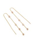 Goldair Gold Plated Pear Pink Diamante Station Threader Earrings
