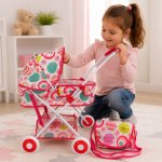 Kids Pretend Play Doll Pram With Matching Diaper Bag