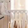 Portable 5-Hole Foldable Clothes Hanger - Ideal For Outdoor Travel & Camping Wall-Mounted Storage Solution