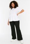 Plus High Waist Flare Leg Trousers - Black