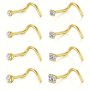 8PCS 20 Gauge L Shape 5 Shaped Nose Studs Stainless Steel Cubic Zirconia Nose Studs For Men Nose Piercing Studs Jewelry