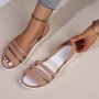 Women's Minimalist Flat Sandals Solid Color Open Toe Non-slip PVC Soft Sole Slippers Casual Beach Slides