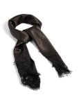 Black Fabric Lace Edged Long Scarf