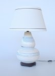 Blue & White Pattern Bulb Shape Lamp Cream Shade 78CM