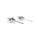 4MM Pearl Stud Earrings Surgical Steel - Hypoallergenic Studs - Bridesmaid Jewelry - June Birthstone Gifts