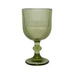 Ribbed Green Wine Glass