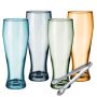 Colorful Stylish And Crystal Highball Beer Glass With Ice Cube Tongs - 5 Piece