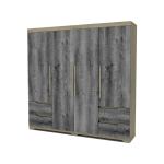 4 Door Wardrobe Grey & Brown