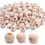 100PCS 12MM Large Hole Wooden Beads For Diy Jewelry Making - Craft Supplies No Power Needed