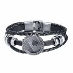 Killer Deals Unisex Braided Vegan Leather Playing Card Charm Bracelet- S m - Best Bargains Online