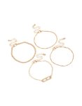 Goldair Gold Chain & Bar Bracelets 4-PACK