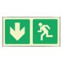Green Arrow Down & Man Running Sign Photoluminescent 380X190MM