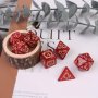 Dragon-themed 7PCS Polyhedral Dice Set For Dungeons & Dragons Rpgs And Mtg - Red/golden Pattern