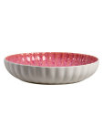 Pink And White Scalloped Ceramic Bowl 28CM - None Pink