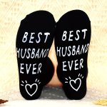 Men's Novelty Non-slip ' Best Husband' Bottom Rubber Graphic Breathable Comfy Mid Crew Socks For Autumn Winter Daily Wear Annive