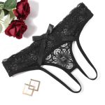 Avidlove Women Floral Lace Panties Hollow Out Bow Underwear Breathable Briefs Black