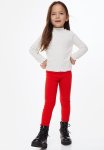 Ribbed Cotton Leggings - Red