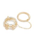 Mixed Metal Cubic Zirconia Star Charm Chain Interconnected Ring - M l