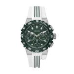Guess Men's White Silicone Oversized Watch With Green Dial
