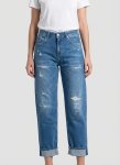 Ladies Marty Boyfriend Ripped Jeans - W34 L30 Blue