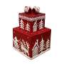 Square Cookie Jar 14X23CM Red With White Trees