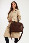 Camel Mountain Pu Leather Luxury Laptop Bag Brown 14 Inch