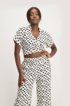 Nandi Polka Dot Linen Wrap Top - M